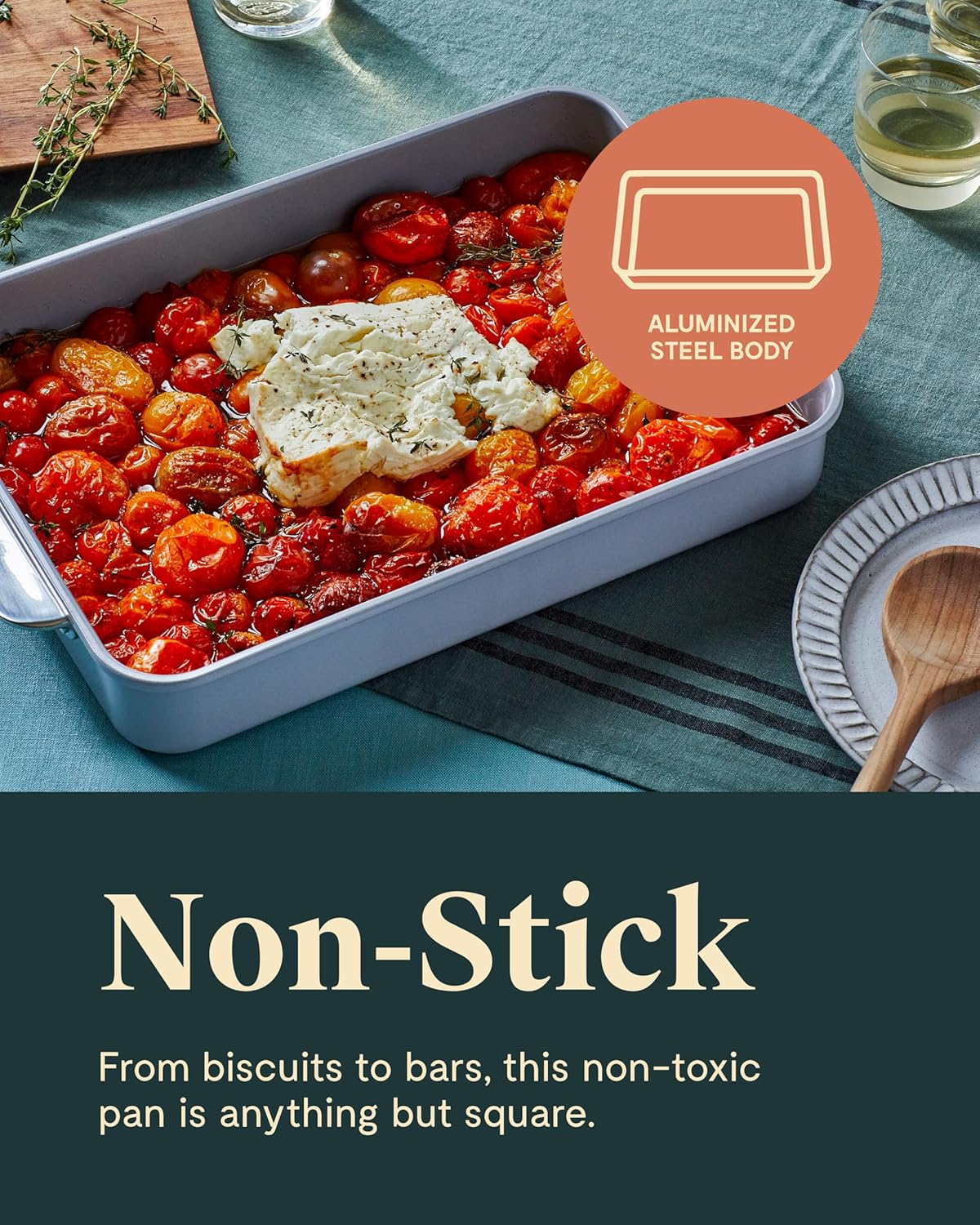 Caraway Non-Stick Ceramic 9”x13” Rectangle Pan Duo - Naturally Slick Ceramic Coating - Non-Toxic, PTFE & PFOA Free - Perfect for Brownies, Lasagnas, and More - Perracotta
