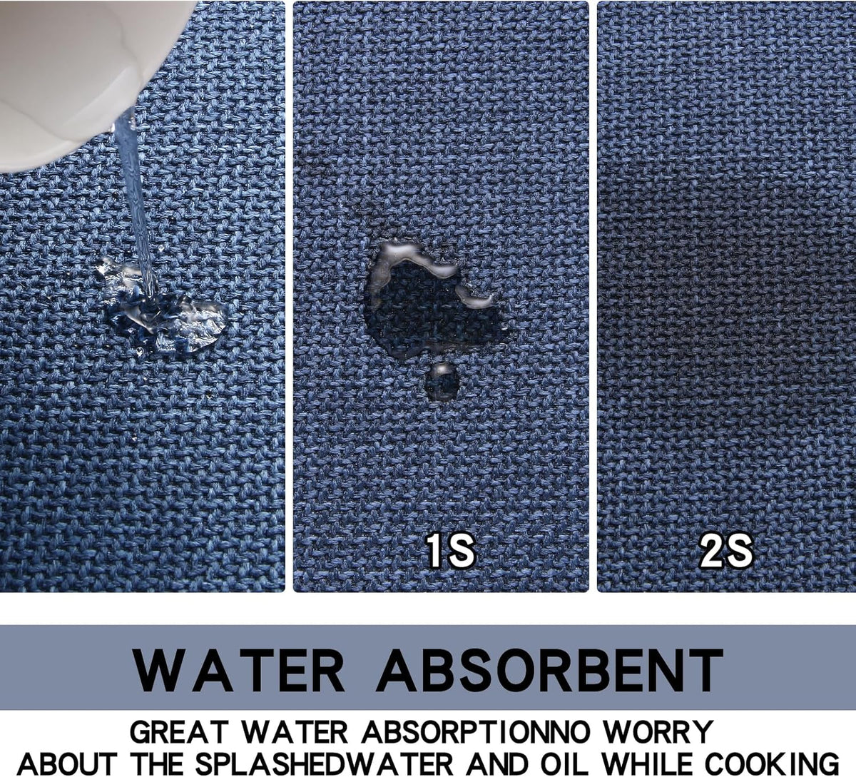 Kitchen Mat Set of 2 PCS, Cushioned Non Slip Rugs for Kitchen Floor, Absorbent Runner Comfort Standing Mats Washable for Kitchen, Office, Home (Dark Blue, 17.3"x47"+17.3"x71")