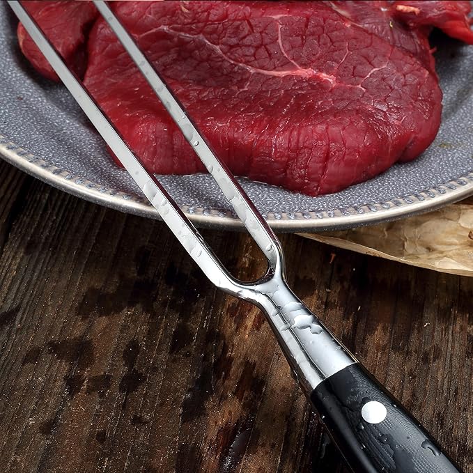 PAUDIN Carving Knife Set - 8" German Steel Turkey Carving Knife and Fork Set With Ergonomic Handle, Full Tang For Meat, Brisket