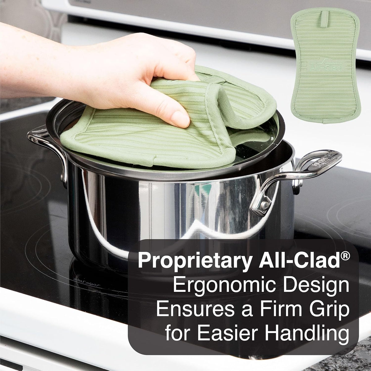 All-Clad Premium Pot Holder & Hot Pad: Heat Resistant to 500 Degrees - 100% Cotton, 10"x6.25" Hot Pad for Kitchen and Barbeque, (1-Pack), Fennel