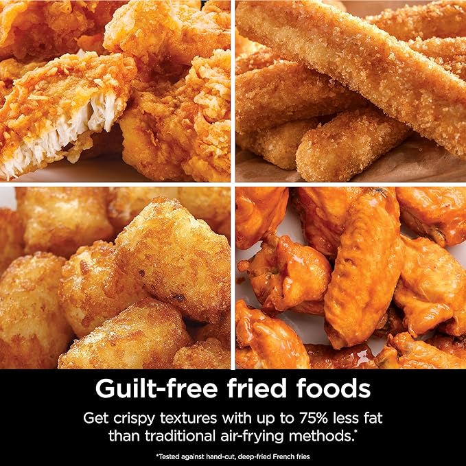 Ninja | Air Fryer | 6.5 QT Pro XL Capacity fits 9lbs of Wings | 6-in-1 Max Crisp, Air Fry, Roast, Bake, Reheat & Dehydrate | Nonstick Basket, Crisper Plate & Recipe Guide | Grey | AF181