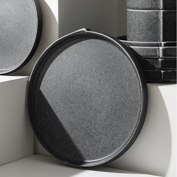 Stone Lain Bao 4-Piece Dinner Plate Set Stoneware, Charcoal
