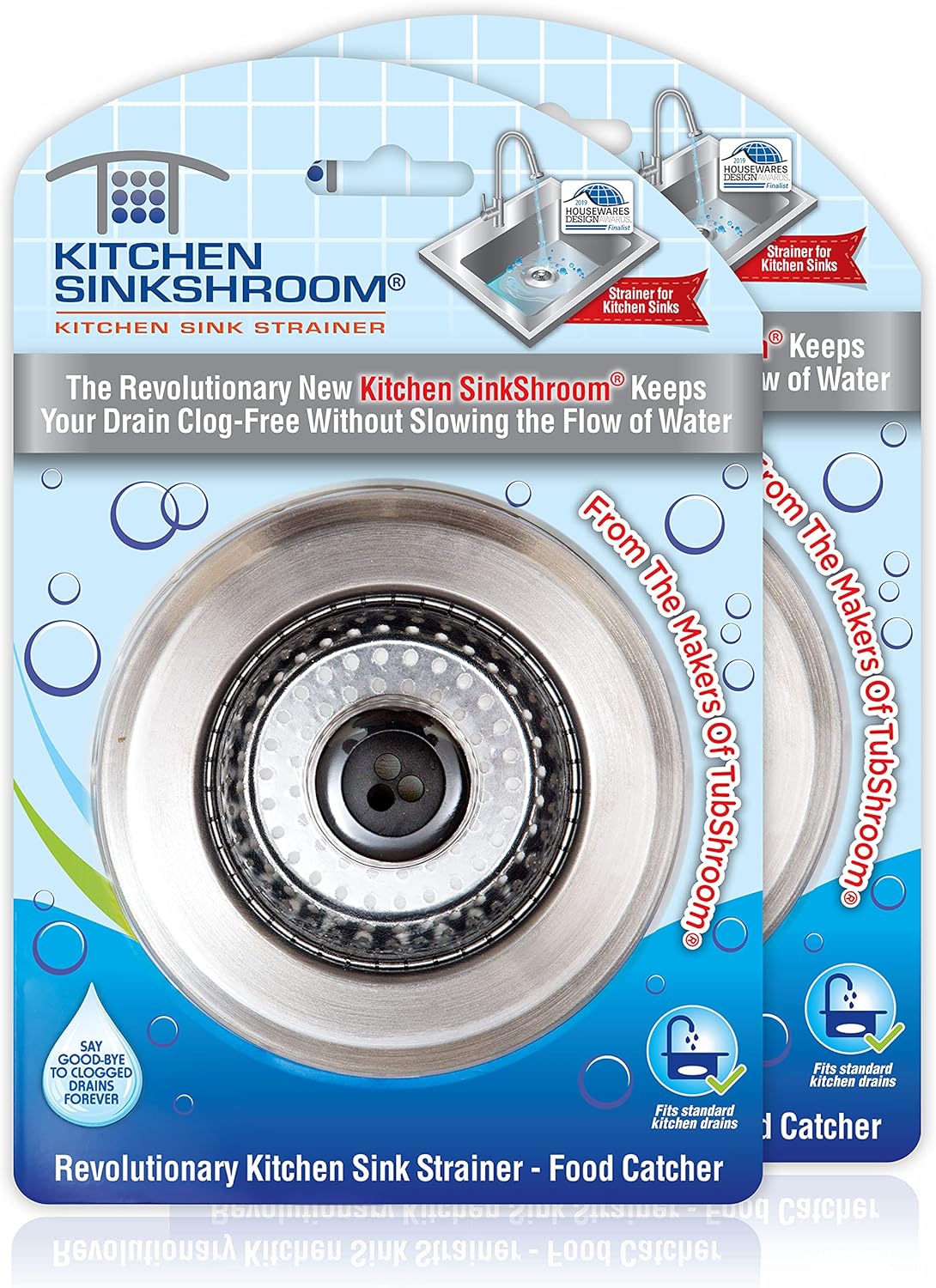 SinkShroom Revolutionary Clog-Free Sink Strainer Basket, 2-Pack, Stainless Steel
