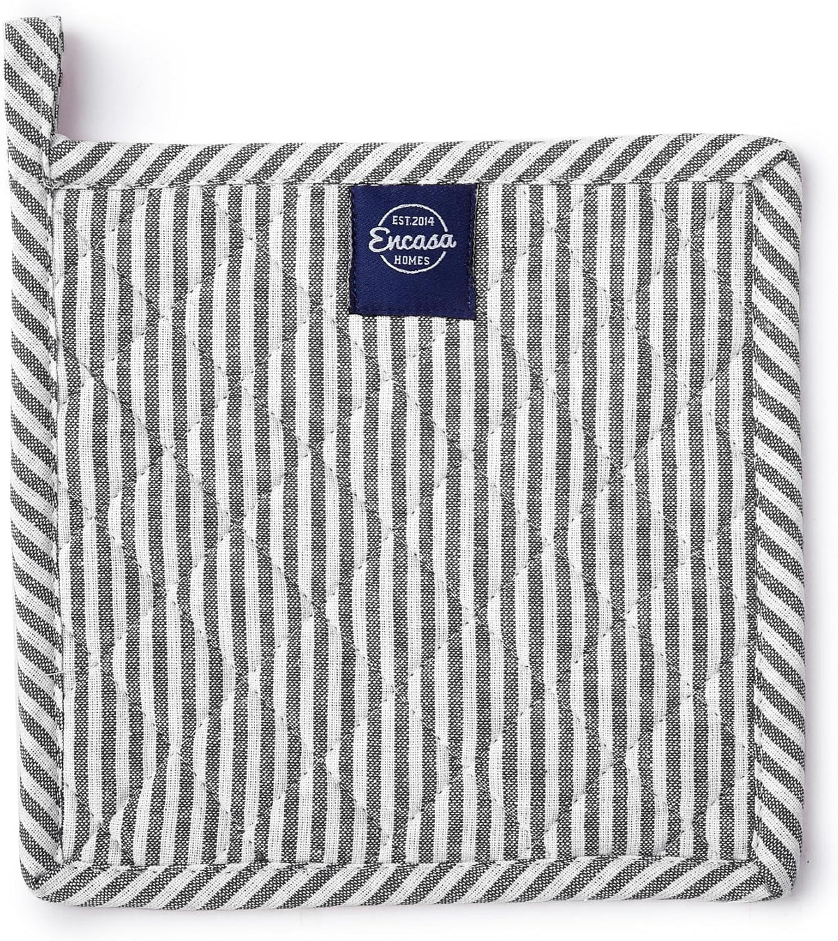 Encasa XO 8 inches Oven Microwave Potholders (2 pc Set) for Kitchen Cooking & Baking - Heat Resistant, Thick & Safe, Protection of Hands from Hot Utensils - Ticking Black