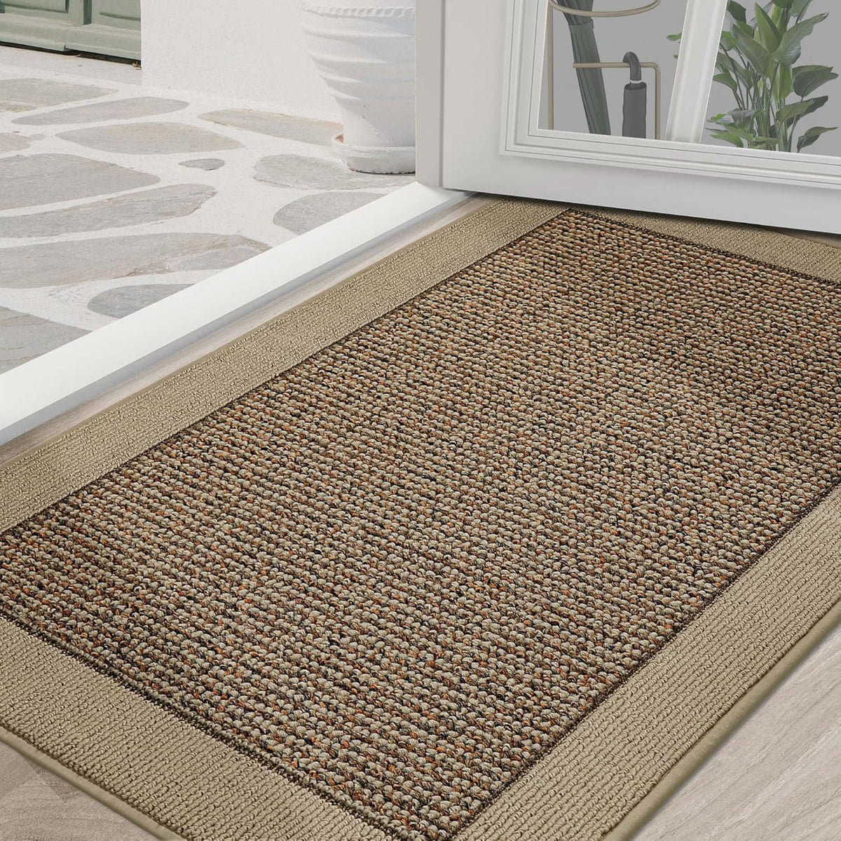 BEQHAUSE Indoor Door Mat 36" x 60", Dirt Trapper Door Mats Non-Slip Entryway Rugs Washable, Resist Dirt Absorbent Welcome Mat, Low Profile Floor Mats for Front Back Door and Entryway, Taupe