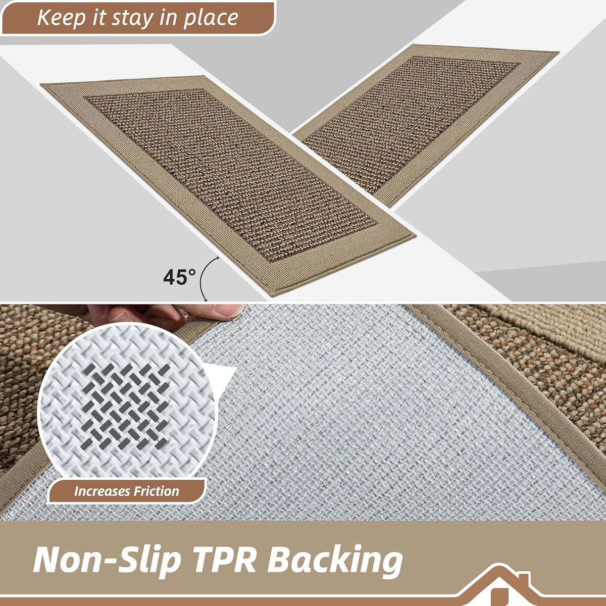 BEQHAUSE Indoor Door Mat 24" x 36", Dirt Trapper Door Mats Non-Slip Entryway Rugs Washable, Resist Dirt Absorbent Welcome Mat, Low Profile Floor Mats for Front Back Door and Entryway, Taupe