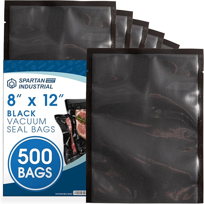 Spartan Industrial 8" X 12" Vacuum Seal Bags - 500 Count BPA-Free Food Storage Bags for Marinating, Freezing, Sous Vide Cooking