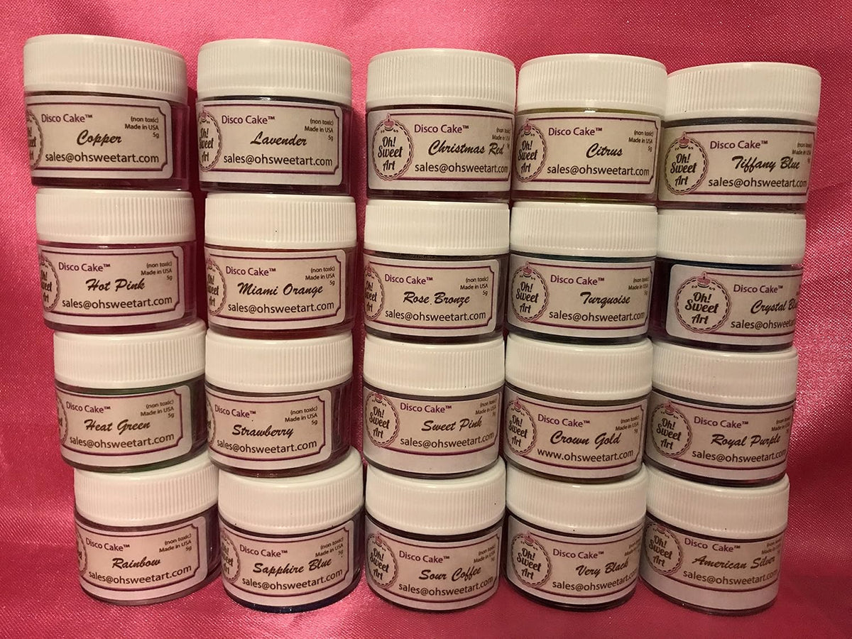 Disco Cake™ MULTICOLOR SET (20 colors) 5g each container, cakes, cupcakes, fondant, decorating, cake pops By Oh! Sweet Art
