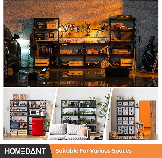 HOMEDANT 5 Tier Storage Shelves Adjustable Laminated Boltless Garage Metal Shelving Unit Heavy Duty Utility Rack Shelf Warehouse Pantry Closet Kitchen 35.9" W x 16.2" D x 71.3" H 10Pack