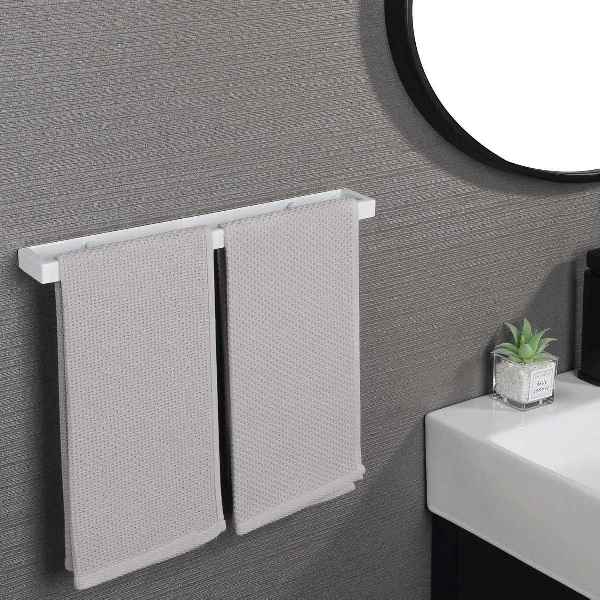 Alise Bath Towel Bar,Wall Mount Towel Holder Towel Rack Towel Hanger for Bathroom Lavatory,16 Inch SUS304 Stainless Steel Towel Rail,White Finish GJF040-W