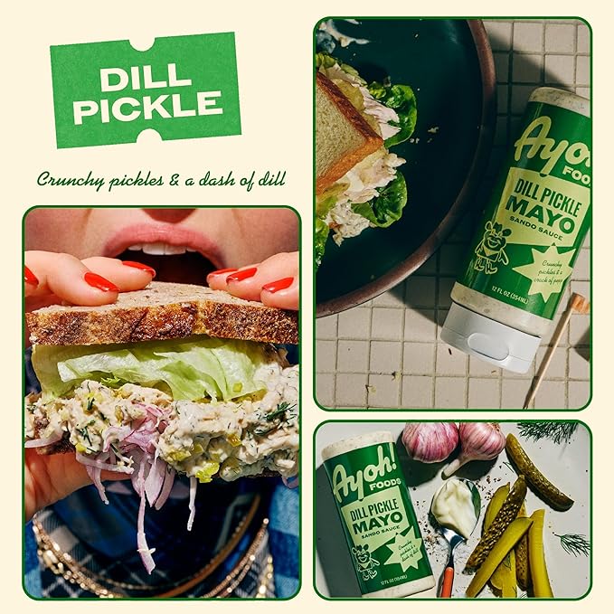 Ayoh Foods, Sando Sauce, Sandwich Sauce, (1-12 Ounce Bottle) - Creamy & Flavorful, Perfect for Sandwiches, Wraps & Dips, Created by Molly Baz (Dill Pickle)