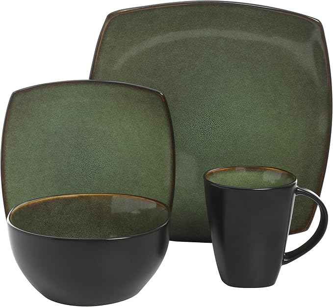 Gibson Elite Soho Lounge 16 Piece Dinnerware Set, Green