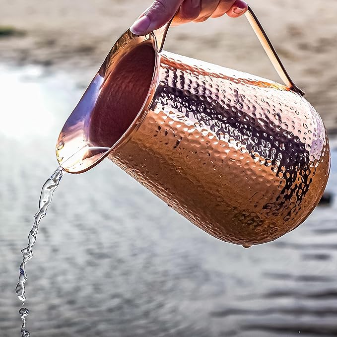 Kosdeg - Copper Pitcher With Lid - 68 Oz - Drink More Water, Lower Your Sugar Intake And Enjoy The Health Benefits - Pure Copper Handmade Hammered Jug, The Best Bedside Carafe - Heavy Gauge