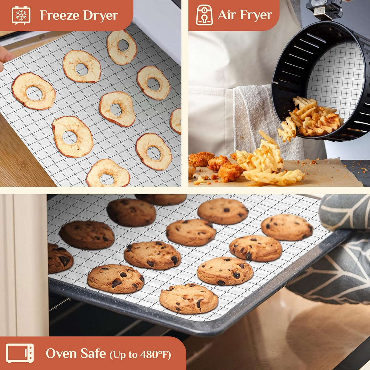 Silicone Baking Mat, 16 IN x 6 FT Free Cutting Baking Sheet,Non-Stick Reusable Dough & Pastry Mat,Non-Slip Silicone Mat Roll for Air Fryer Liner,Freeze Dryer,Oven Baking Pan,Kitchen Counter