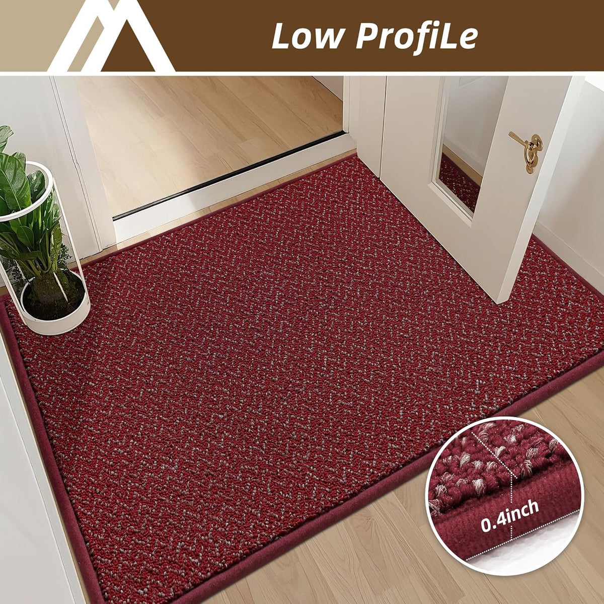 COSY HOMEER-Door-Mat 36"x60" Non Slip Absorbent Entryway Rugs Dirt Trapper Doormats Washable Entrance Mats Low Pile Welcome Floor Mat for Front Back Door and Entry Mats,Red