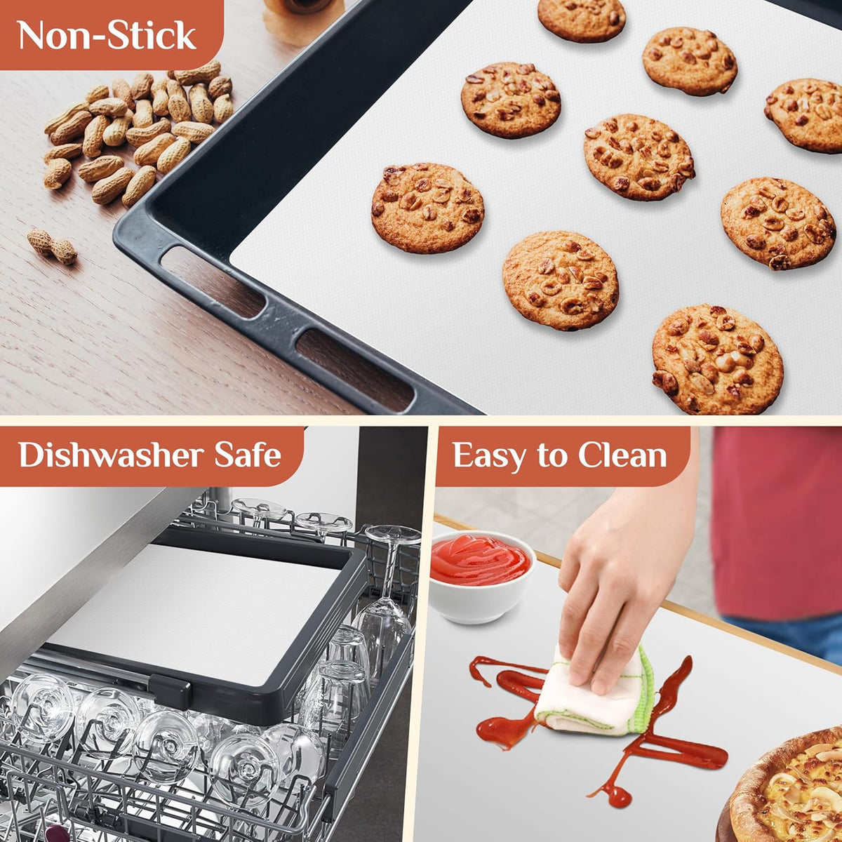 Silicone Baking Mat, 20 IN x 6 FT Free Cutting Baking Sheet,Non-Stick Reusable Dough & Pastry Mat,Non-Slip Silicone Mat Roll for Air Fryer Liner,Freeze Dryer,Oven Baking Pan,Kitchen Counter