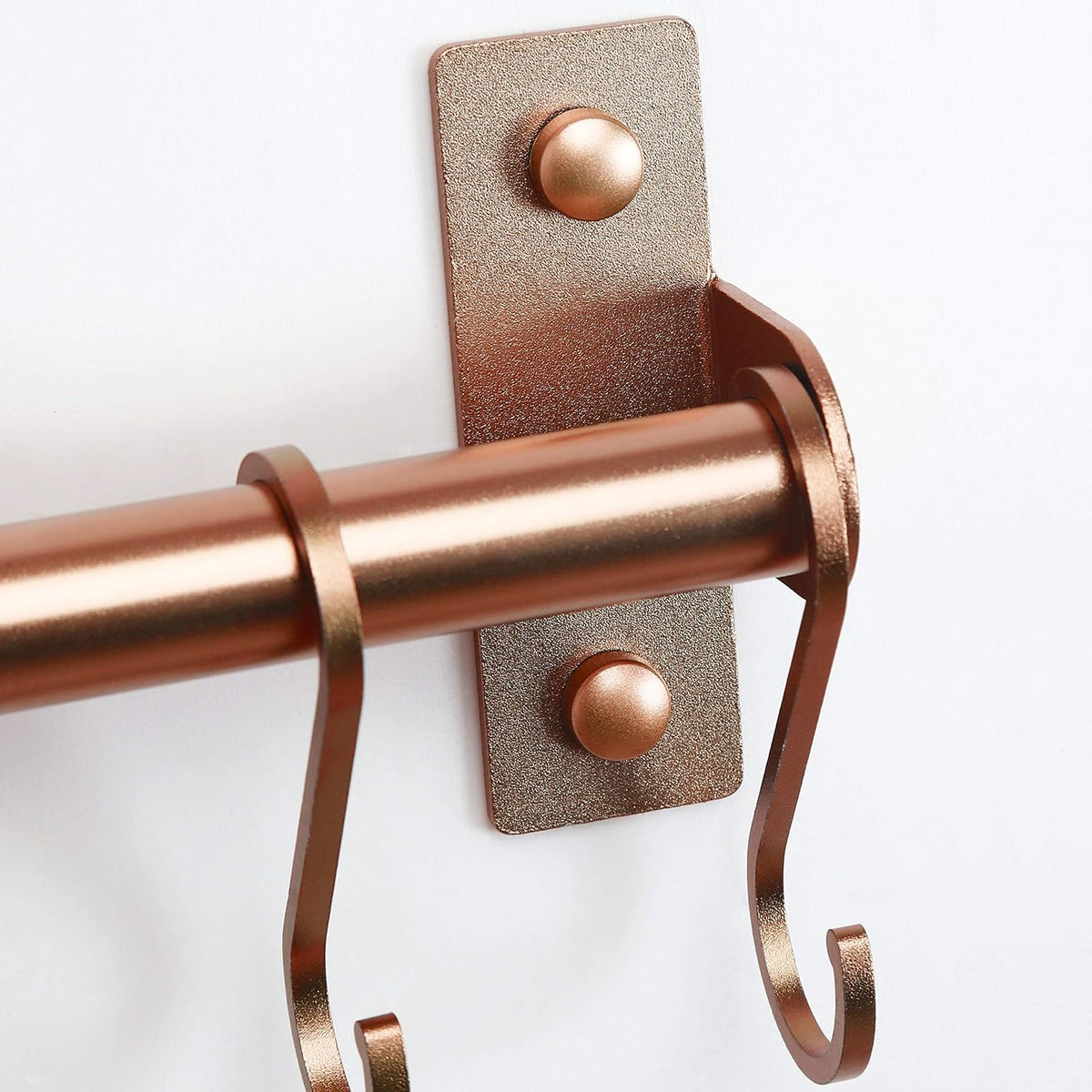 Dseap Kitchen Utensil Holder Hanger, Pot and Pan Rack Wall Mounted, Kitchen Rail with 8 Hooks for Hanging Cooking Utensils, Mugs, Spoons, Wall Mounted, Rose Gold