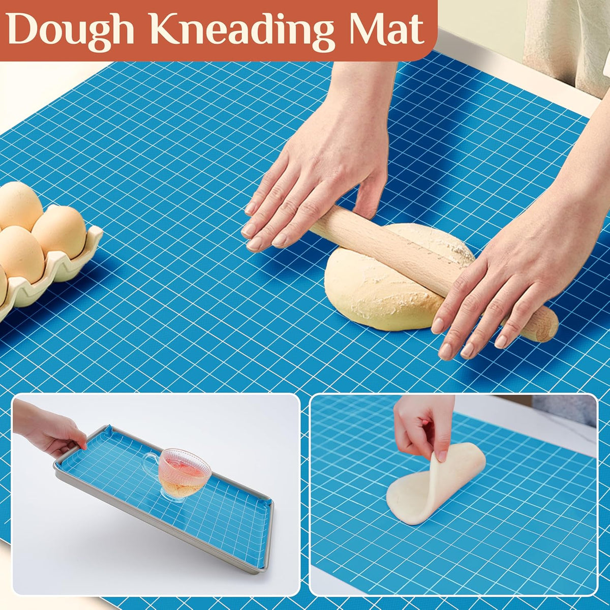 Silicone Baking Mat, 16 IN x 6 FT Free Cutting Baking Sheet, Non-Stick Reusable Dough & Pastry Mat, Non-Slip Silicone Mat Roll for Air Fryer Liner, Freeze Dryer, Oven Baking Pan, Kitchen Counter