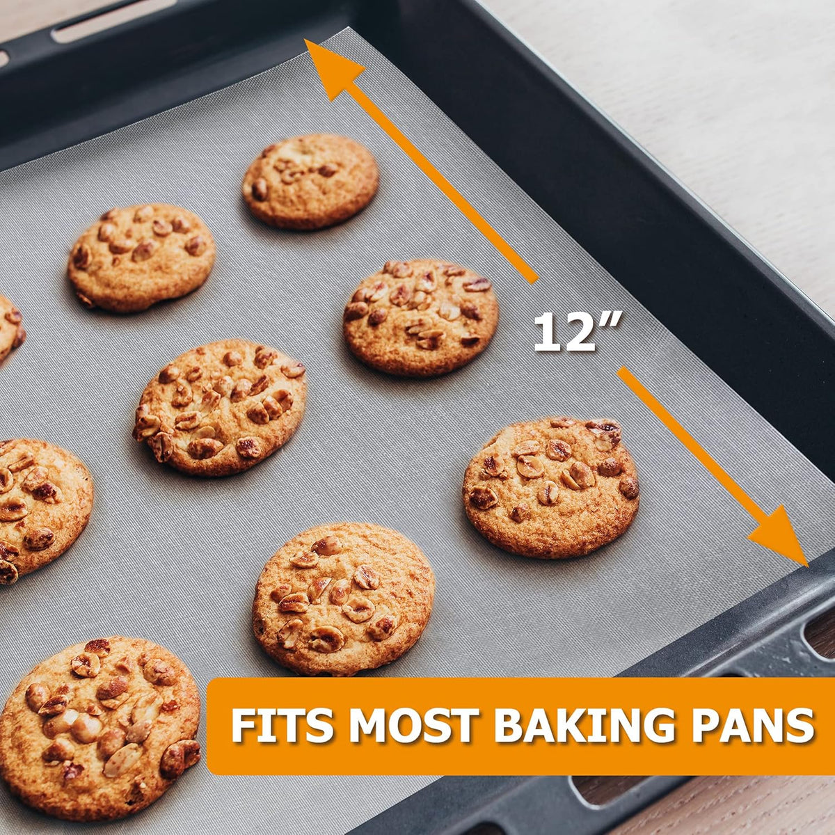 Silicone Baking Mat Roll - Best German Silicone - Non-slip Silicone Pastry Mat, Non-Stick Reusable Air Fryer Linner, Counter Mat, Oven Liner, Freeze Dryer Mat - 12IN x 13.3FT