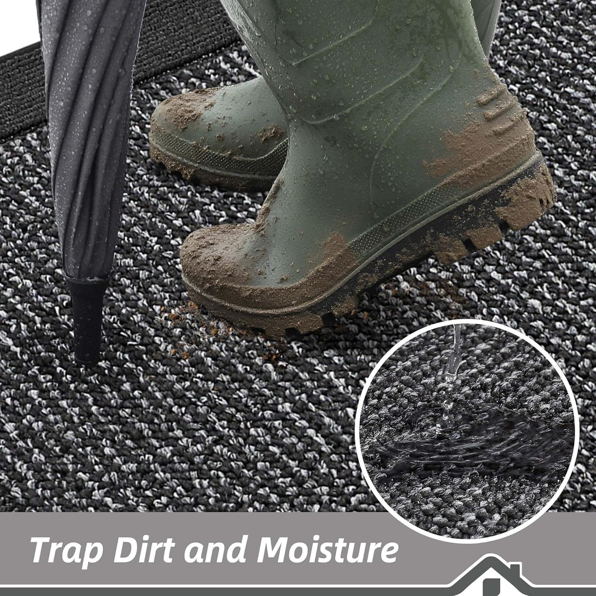 BEQHAUSE Indoor Door Mat 20" x 32", Dirt Trapper Door Mats Non-Slip Entryway Rugs Washable, Resist Dirt Absorbent Welcome Mat, Low Profile Floor Mats for Front Back Door and Entryway, Charcoal