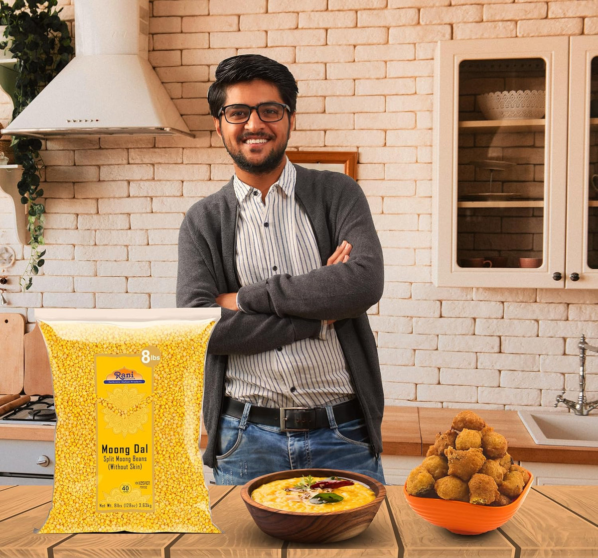 Rani Moong Dal (Split Mung Beans Without Skin) Lentils Indian 128oz (8lbs) 3.63kg x Pack of 5 (Total 40lbs) Bulk ~ All Natural | Gluten Friendly | Non-GMO | Kosher | Vegan | Indian Origin