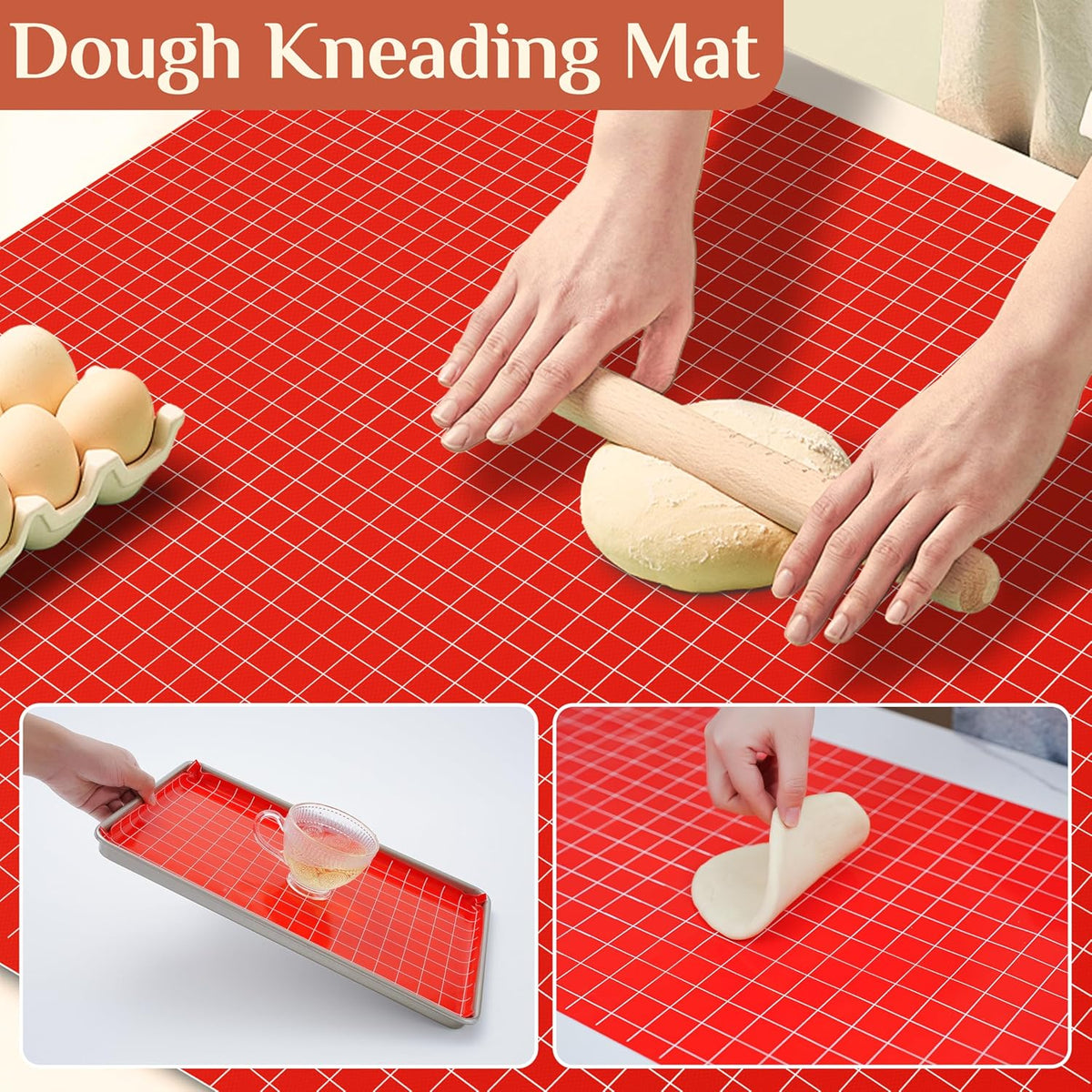 Silicone Baking Mat, 16 IN x 10 FT Free Cutting Baking Sheet,Non-Stick Reusable Dough & Pastry Mat,Non-Slip Silicone Mat Roll for Air Fryer Liner,Freeze Dryer,Oven Baking Pan,Kitchen Counter