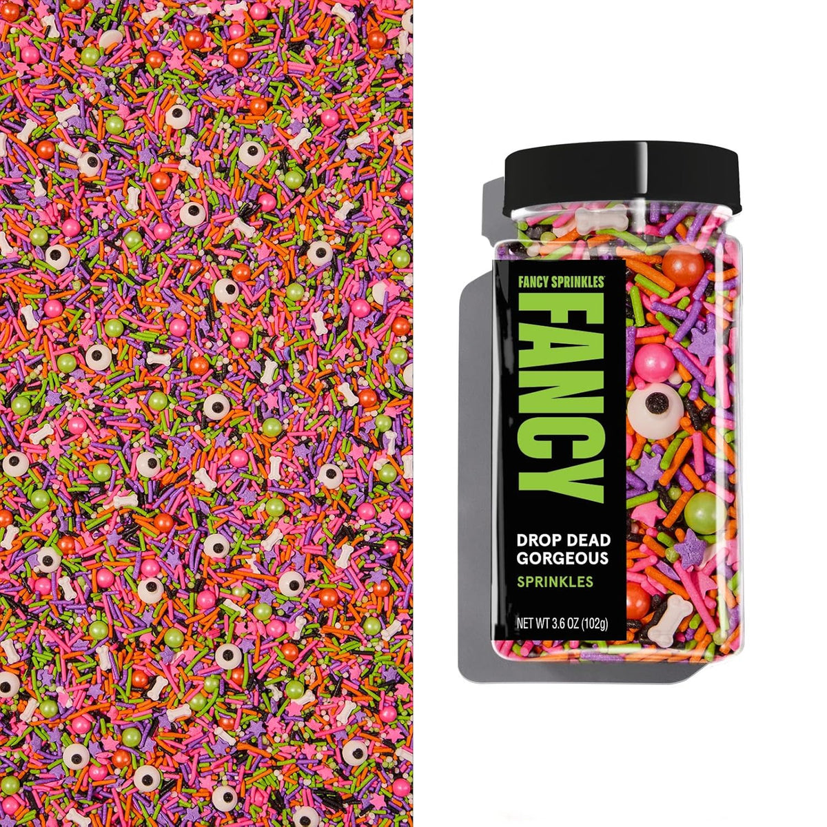 Fancy Sprinkles Limited Edition Halloween Drop Dead Gorgeous Sprinkles Dessert Decorating Sprinkles, Real Sugar, Edible Glitter, For Ice Cream, Cookies, Cakes and Cupcakes (0.5c)