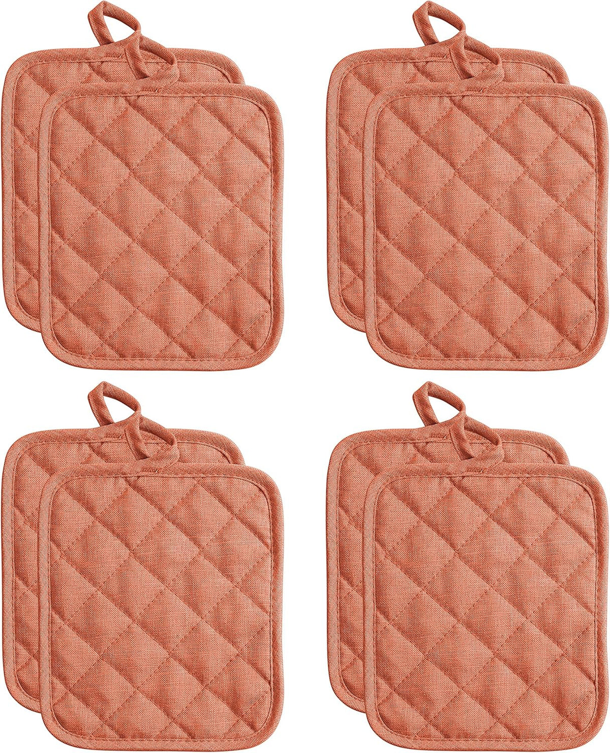 American Linen Pot Holders, Hot Pads, Table Pads for Kitchen and Dining Table, Non Slip Heat Resistant Hot Pot Holder (Coral, 8 Pack)