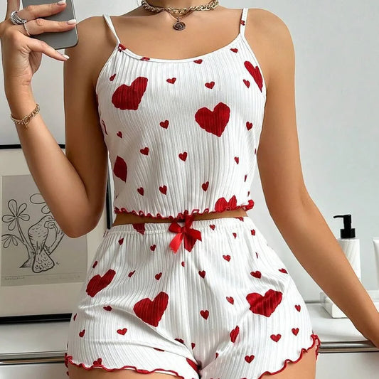Women’s Heart Print Pajama Set