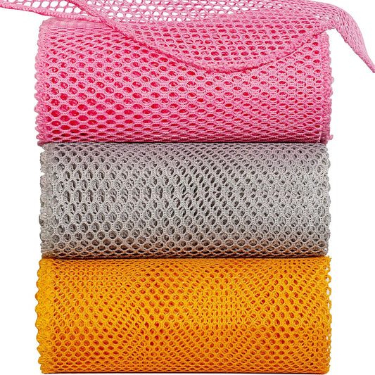 12Pcs Dish Wash Net,Innovative Mesh Cloth,Ultra Non-Scratch Dish Rags for Washing Dishes,100% No Odor/Quick Dry,Perfect Scrubber,Dish Sponges for Washing Dishes Yellow/Pink/Gray
