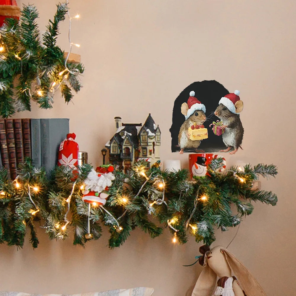 Cute Christmas Mouse Wall Stickers