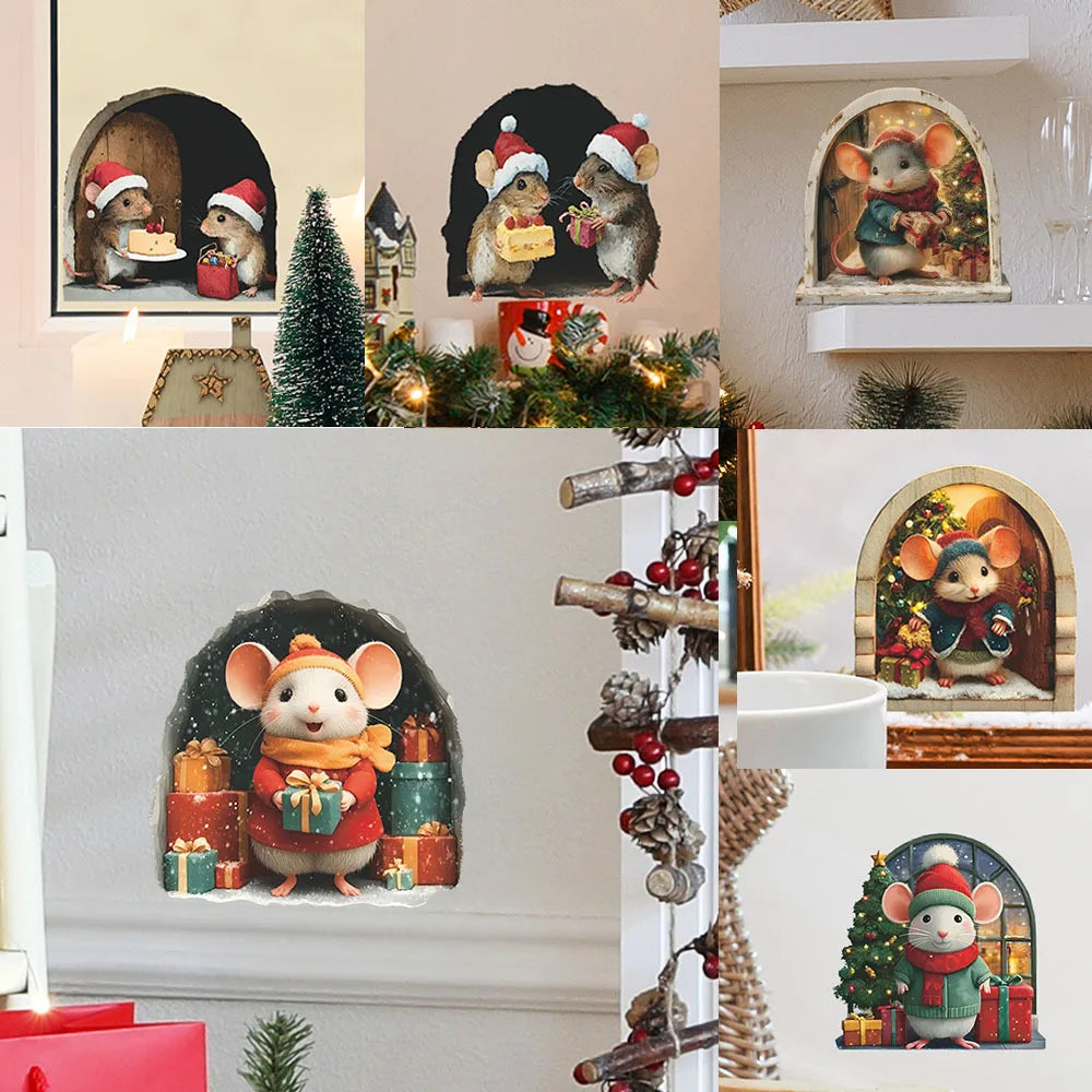 Cute Christmas Mouse Wall Stickers