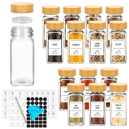 12-Piece Glass Spice Jar Set