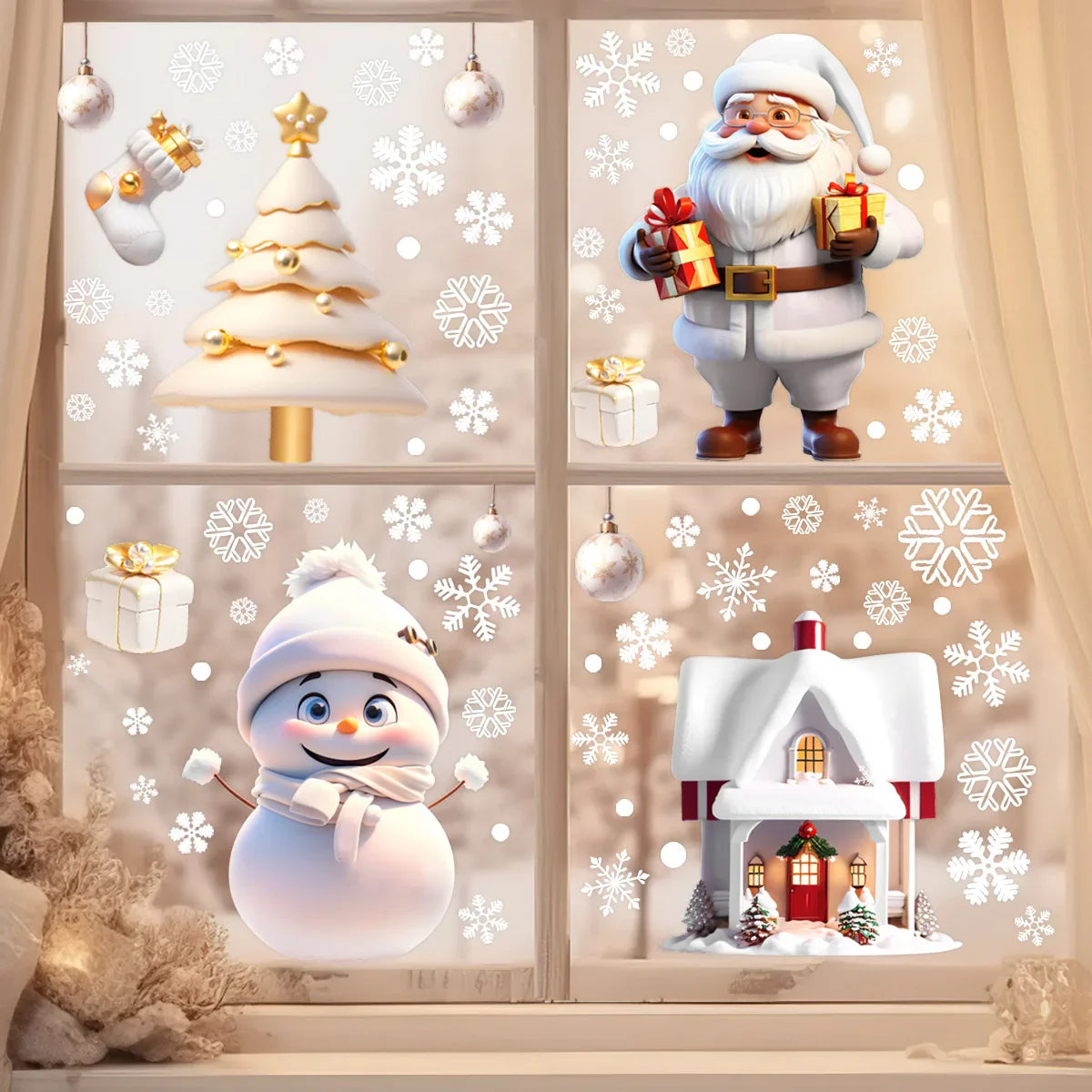 Christmas Snowflake Window Stickers Set