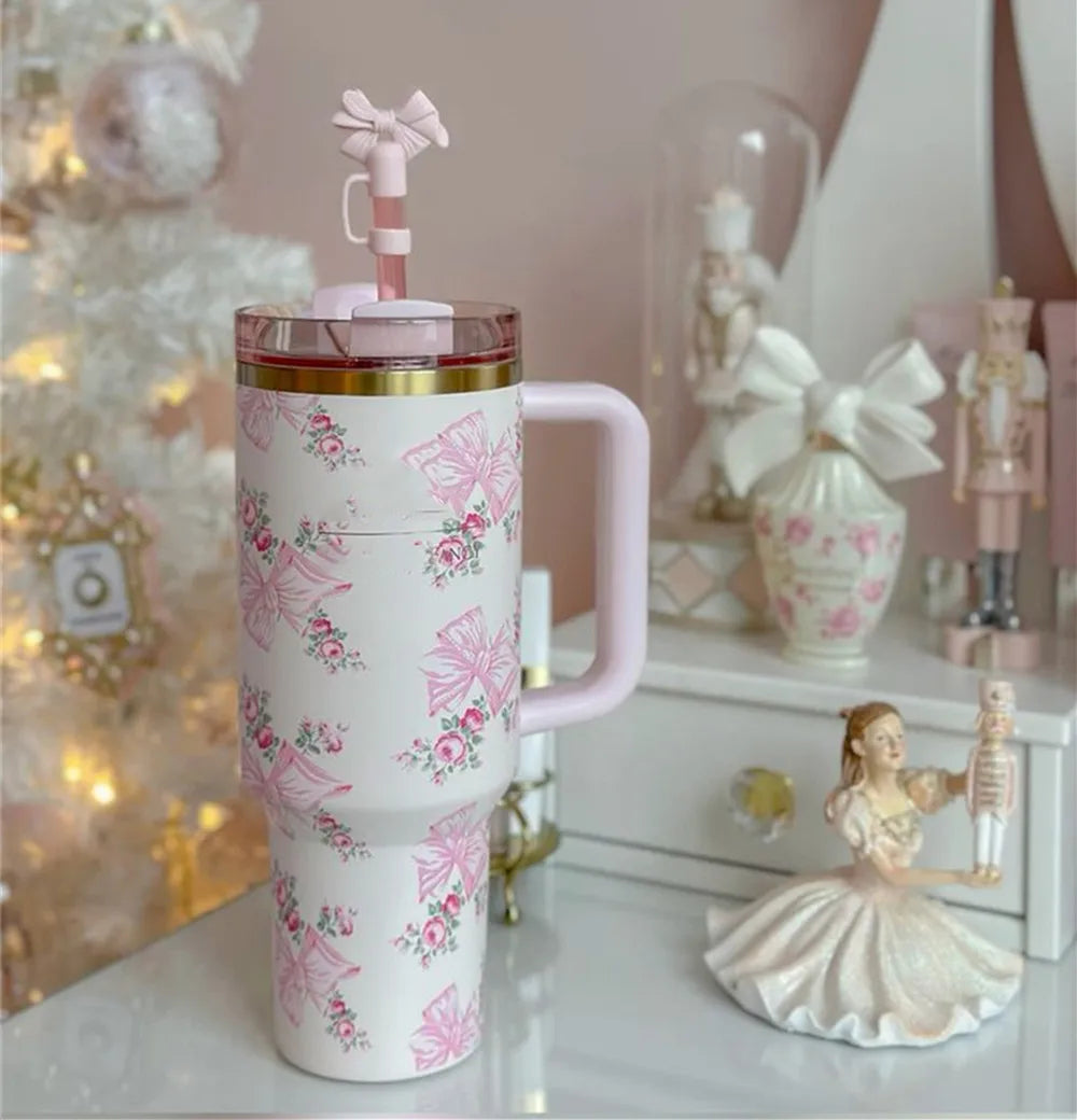 Cherry Pink Stanley Style Tumbler