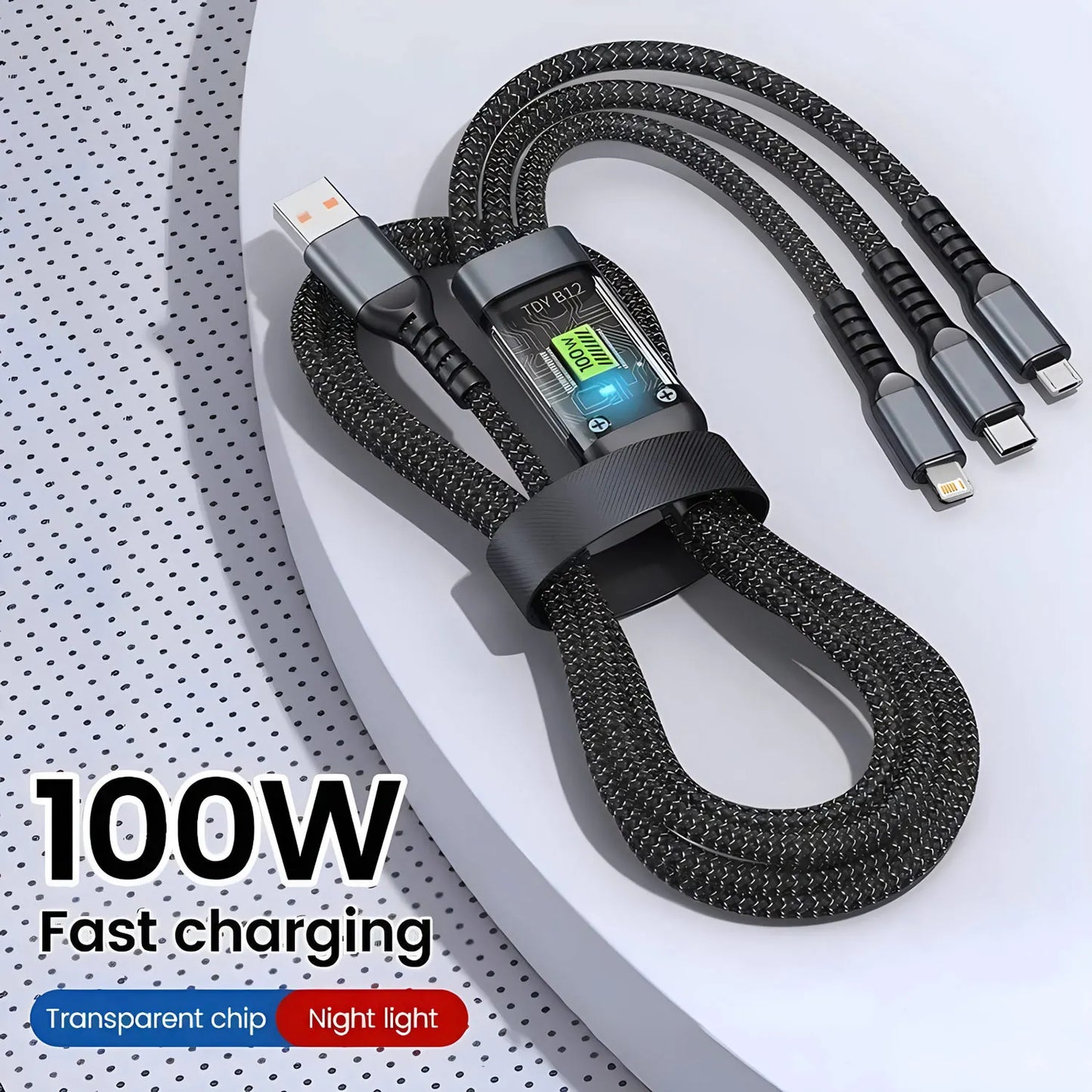 100W 3-in-1 Fast Charging Cable