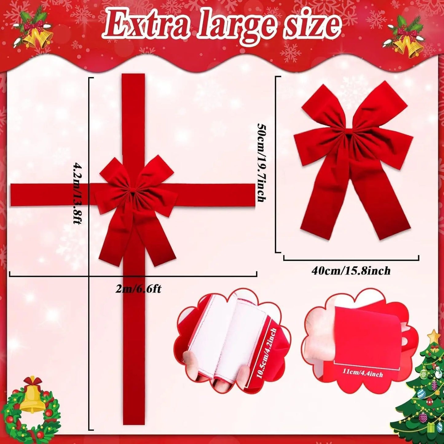 Large Red Organza Christmas Bow