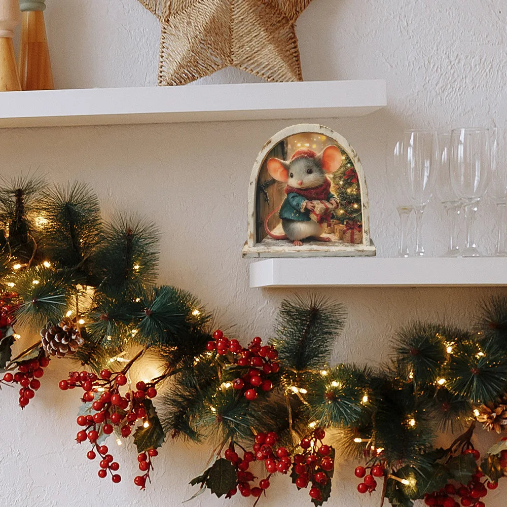 Cute Christmas Mouse Wall Stickers