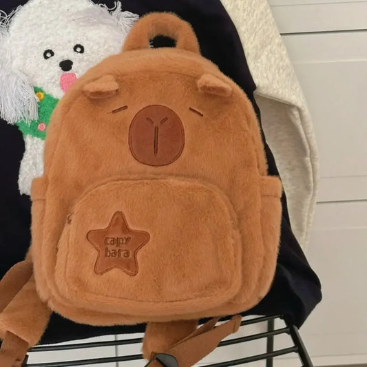 Kawaii Capybara Plush Cartoon Backpack