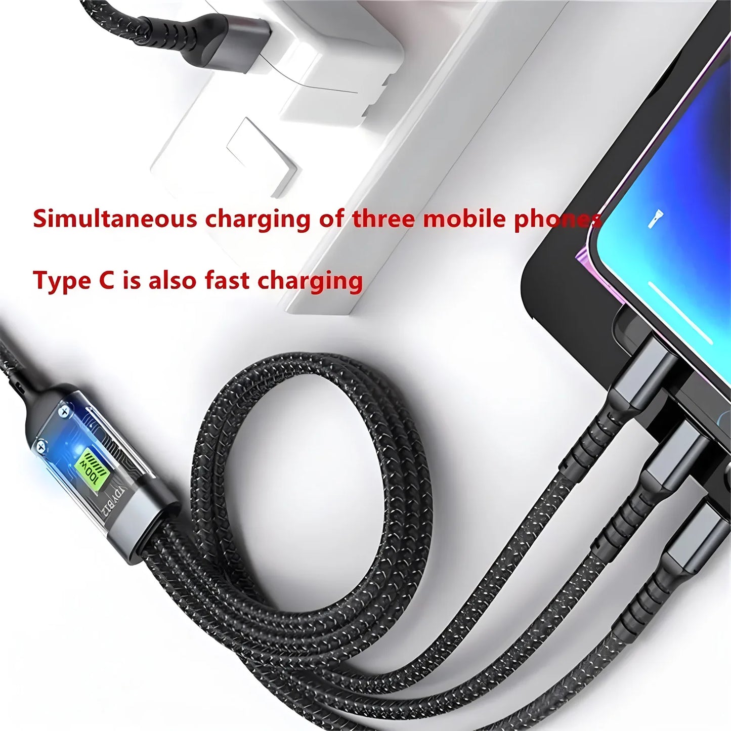 100W 3-in-1 Fast Charging Cable