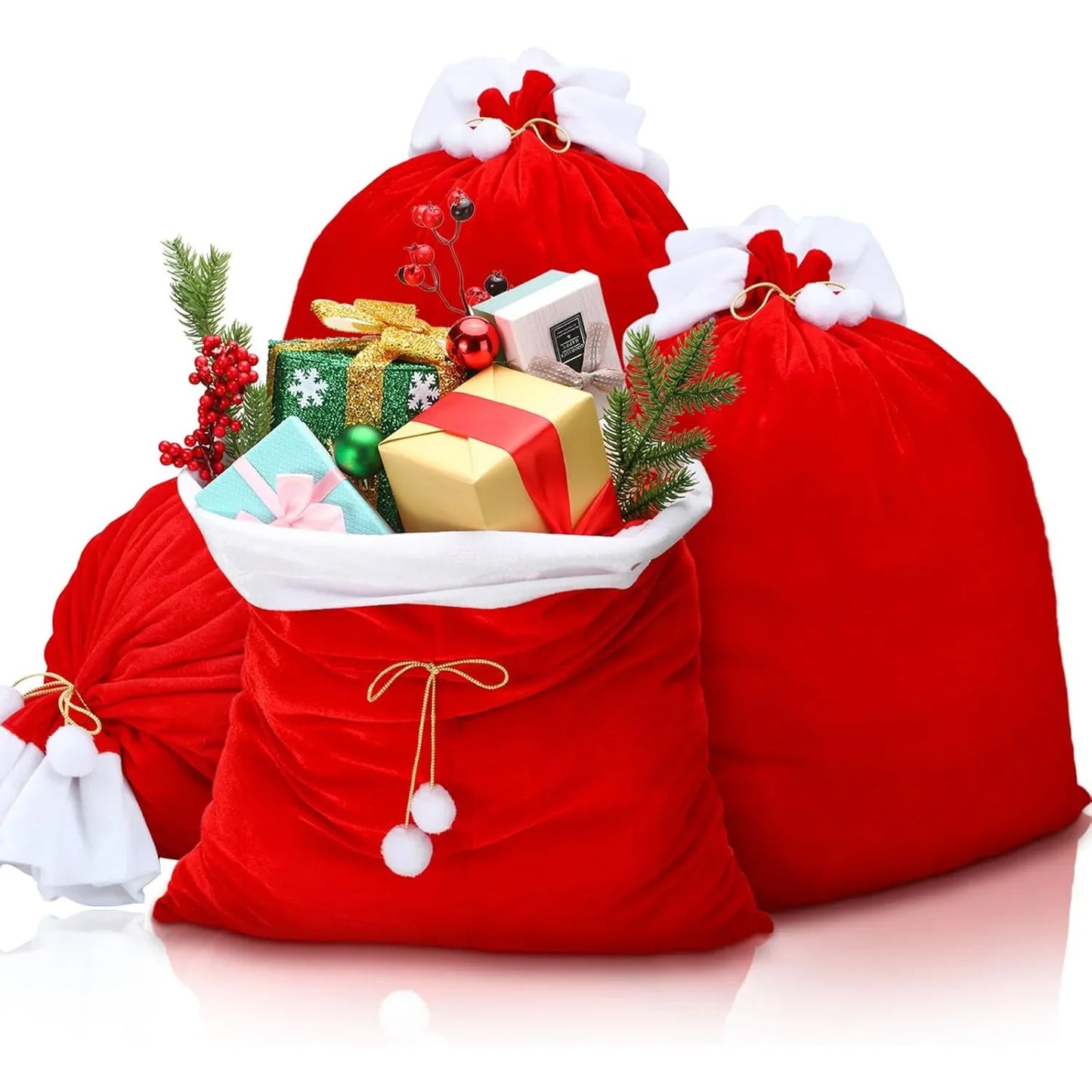 Large Red Velvet Christmas Bag