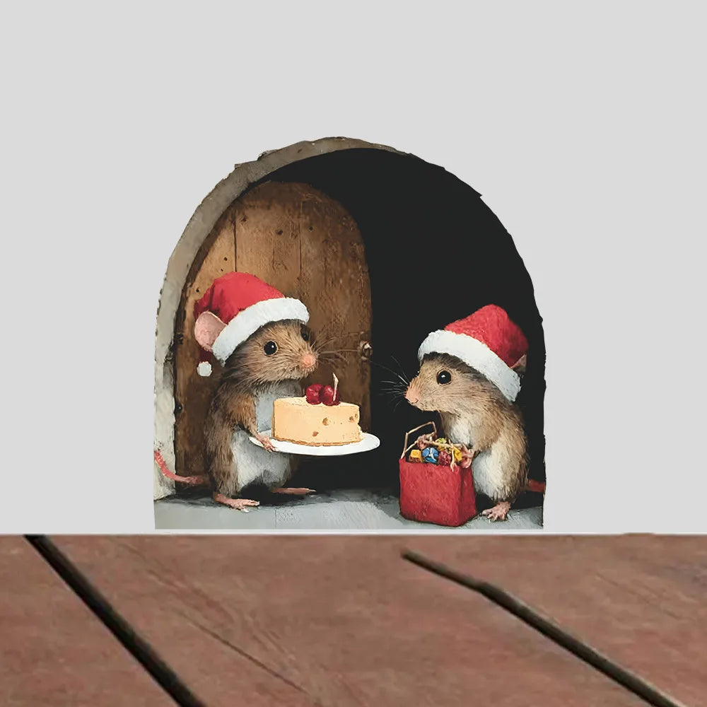 Cute Christmas Mouse Wall Stickers
