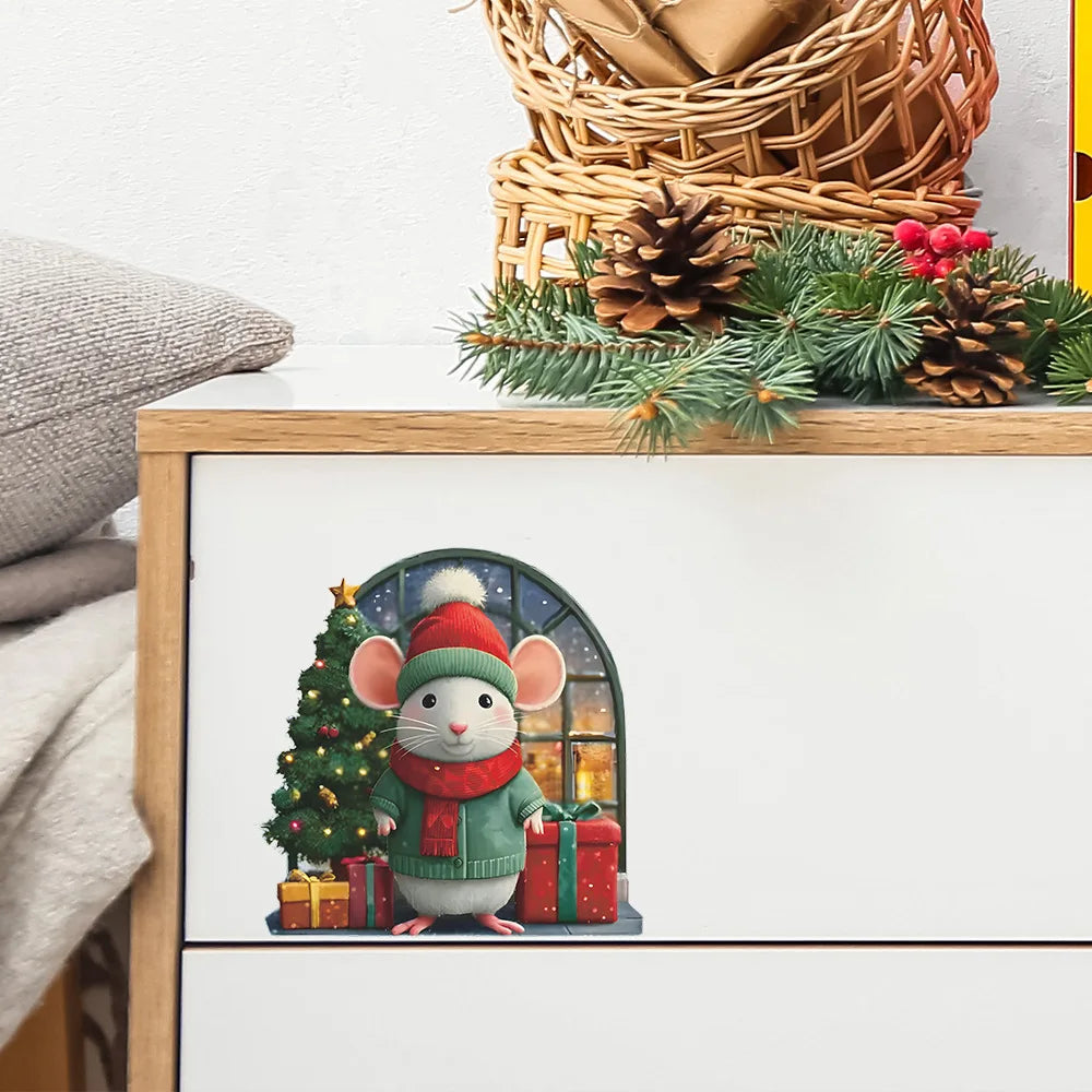 Cute Christmas Mouse Wall Stickers