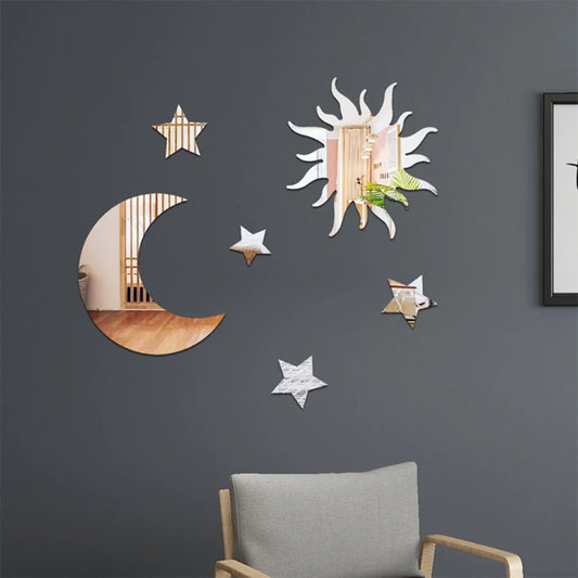 Star Moon Wall Mirror Stickers