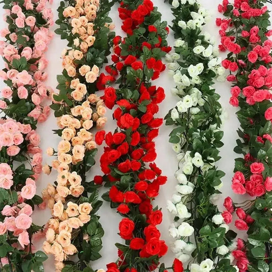 Silk Rose Flower Vine Garland