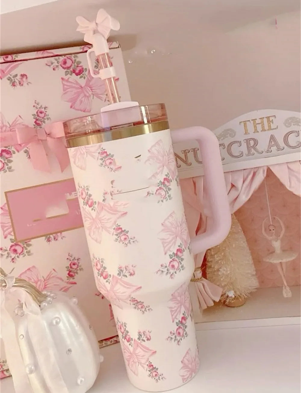 Cherry Pink Stanley Style Tumbler