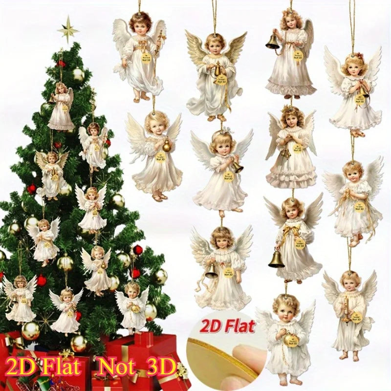 Vintage Wooden Christmas Angel Ornaments