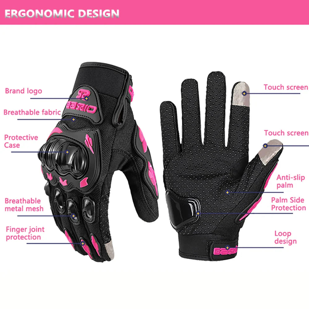 Women’s Pink Motorcycle Riding Gloves