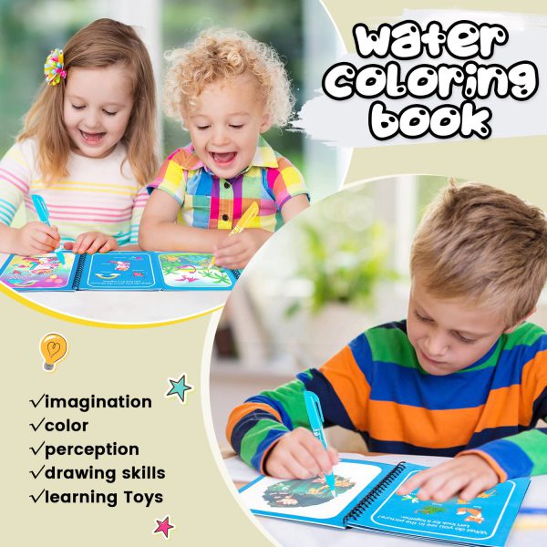 Magic Water Book Painting Drawing Coloring Board Book Doodle & Magic Water Pen (random Book )