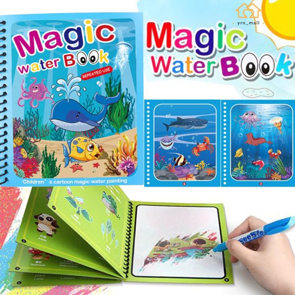 Magic Water Book Painting Drawing Coloring Board Book Doodle & Magic Water Pen (random Book )